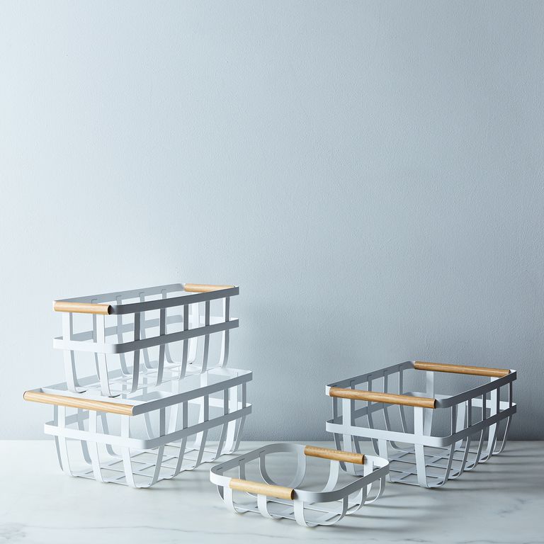 Steel and wood storage basket